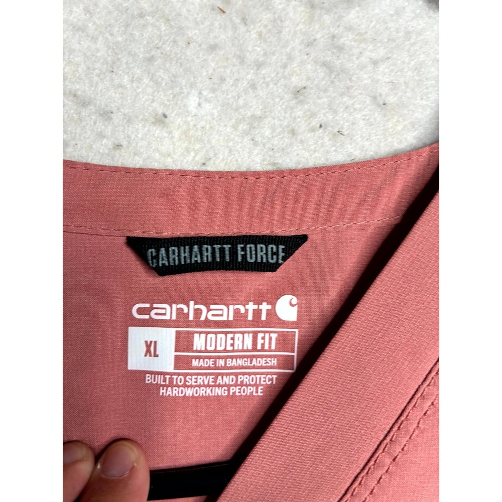 Carhartt Force Modern Fit Scrub Top Womens XL Dusty Rose Stretch V Neck Medical - Picture 7 of 13